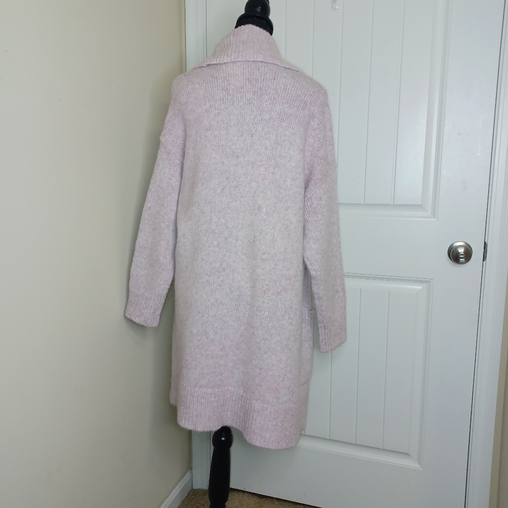 Ann Taylor Wool Blend Soft Pink Longline Cardigan Sweater Women's Sz Med - Picture 2 of 8